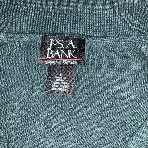 Jos. A. Bank Signature Collection Men's Large Green 100% Silk Long Sleeve Polo S - Picture 2 of 9